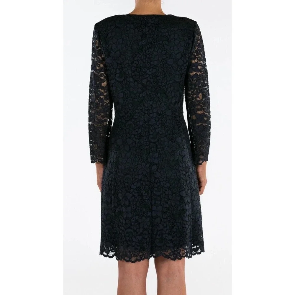 TORY BURCH Dress Blue Lace Green lined floral lace sheath cocktail mini 4 NWT